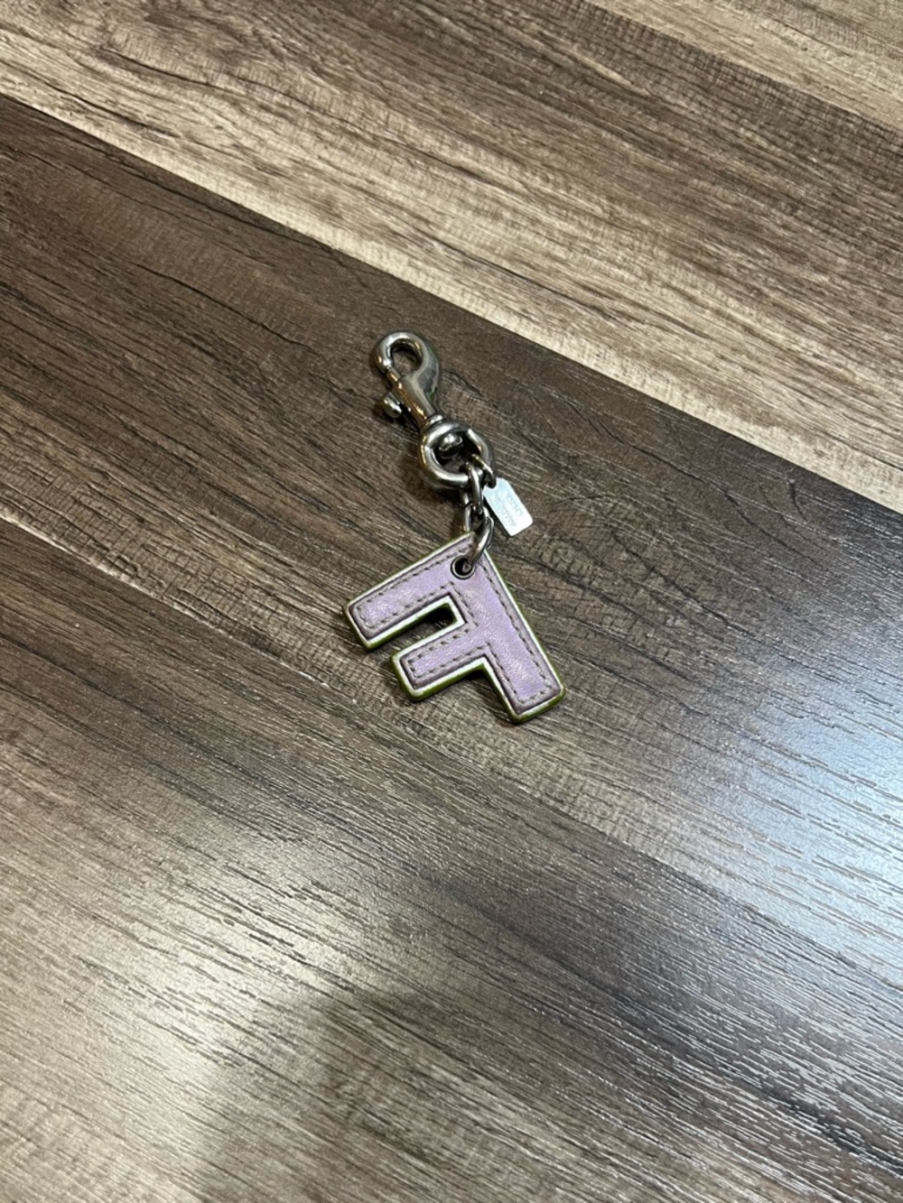 Coach bag charm Yellow and purple Letter F Keychain Charm - Picture 2 of 2